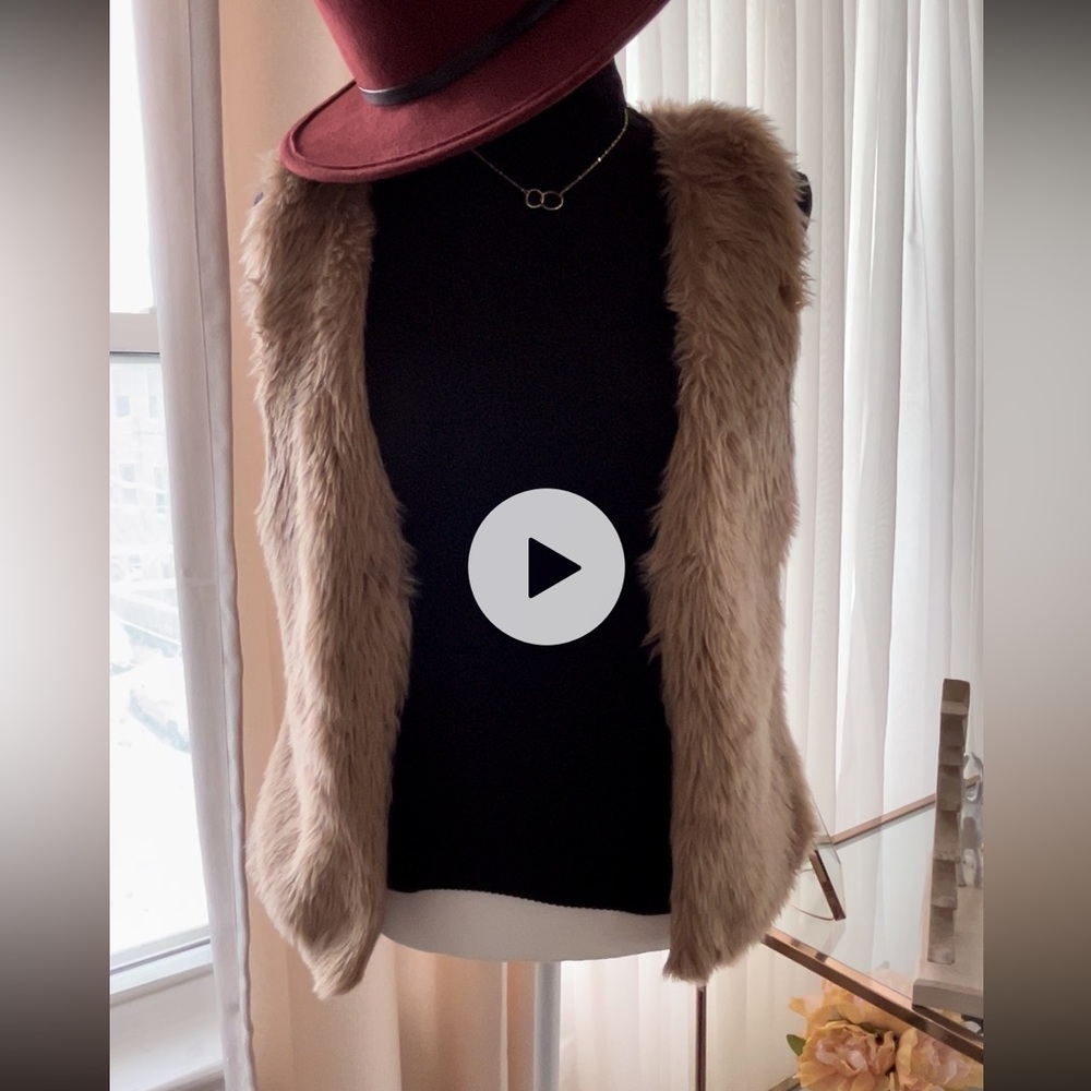 Gently used winter fedora hat and fur vest